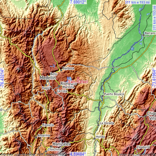 Topographic map of San Rafael