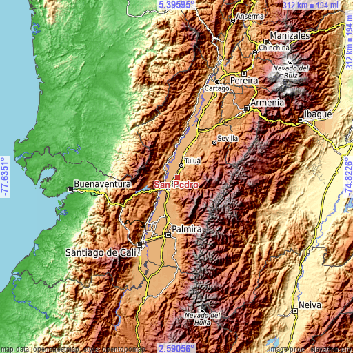 Topographic map of San Pedro