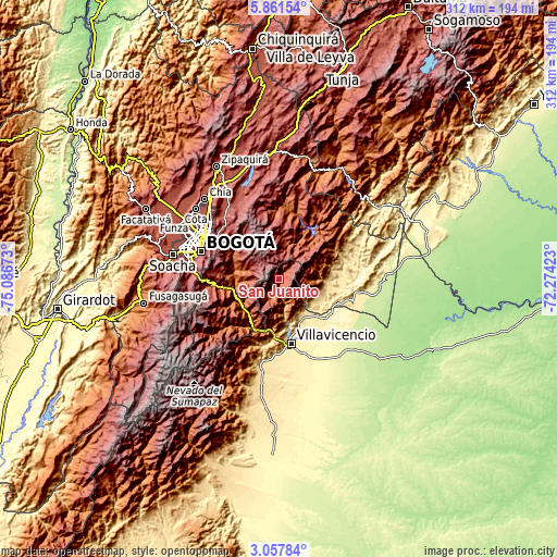 Topographic map of San Juanito
