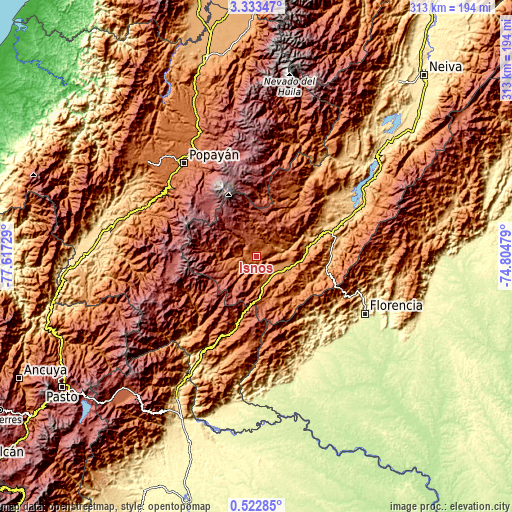 Topographic map of Isnos