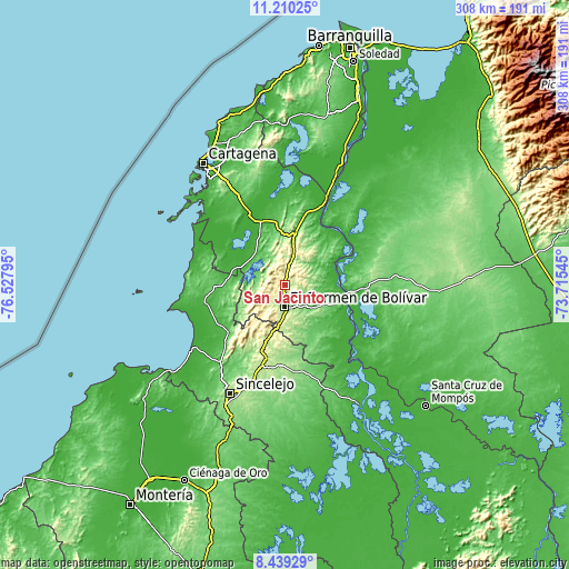 Topographic map of San Jacinto