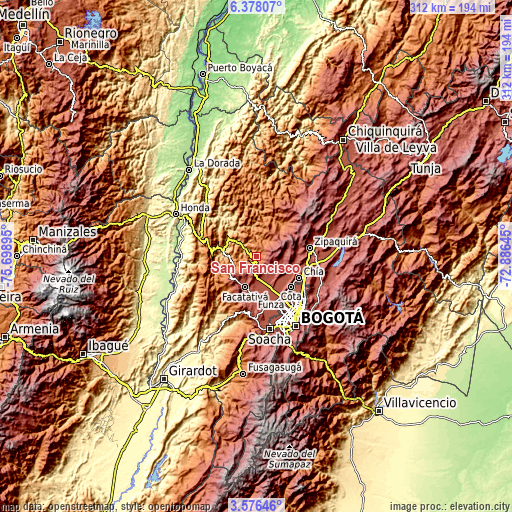 Topographic map of San Francisco