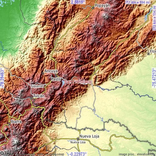 Topographic map of San Francisco