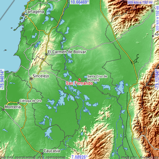 Topographic map of San Fernando