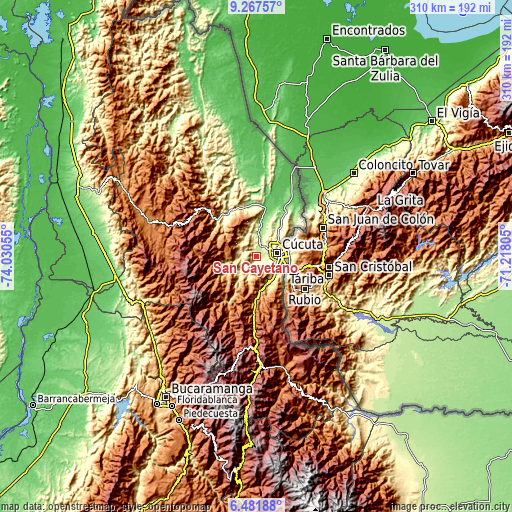 Topographic map of San Cayetano