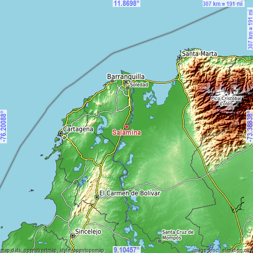 Topographic map of Salamina