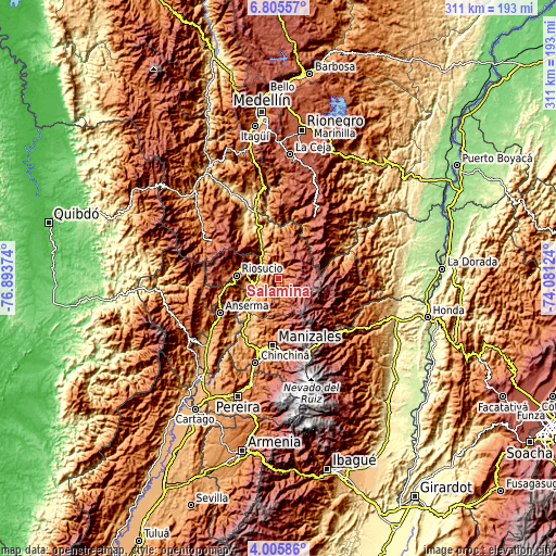 Topographic map of Salamina