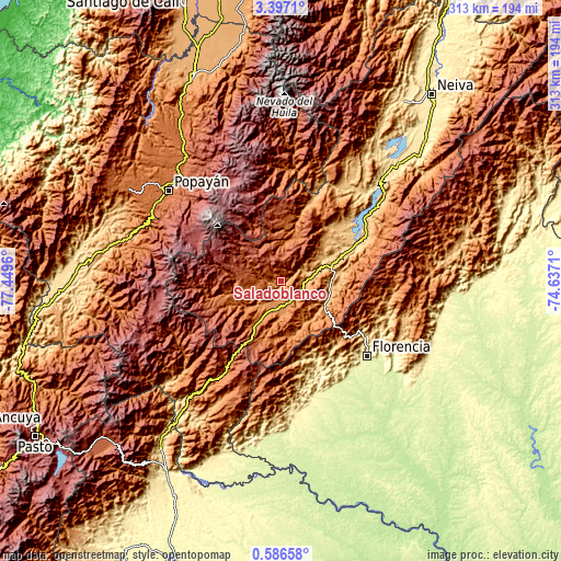 Topographic map of Saladoblanco