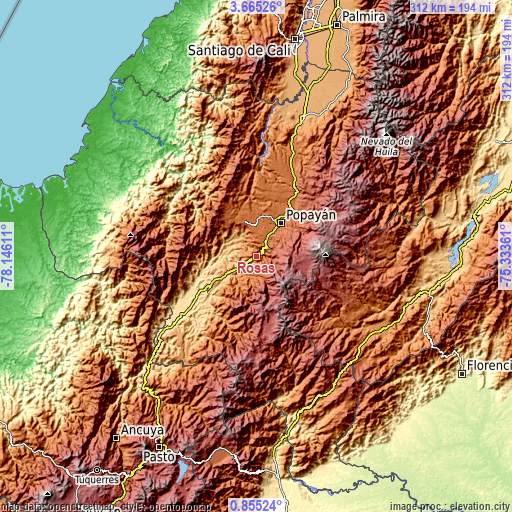 Topographic map of Rosas