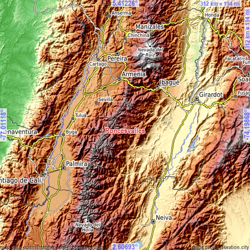 Topographic map of Roncesvalles