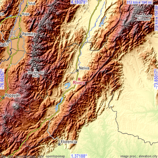 Topographic map of Rivera