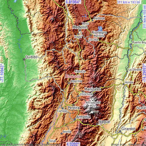 Topographic map of Riosucio