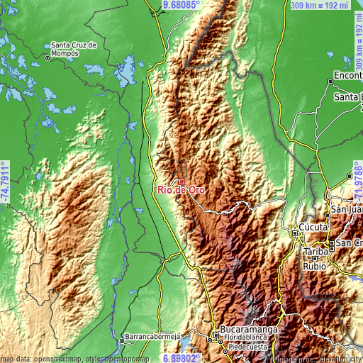 Topographic map of Río de Oro