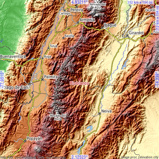 Topographic map of Rioblanco