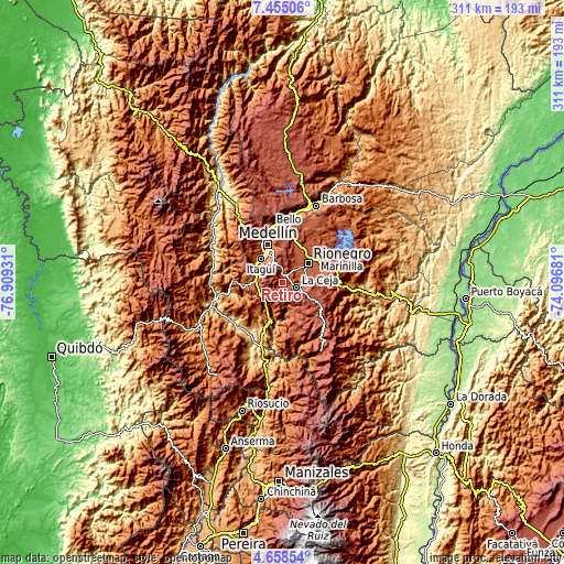Topographic map of Retiro