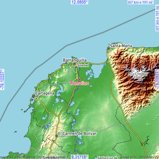 Topographic map of Remolino