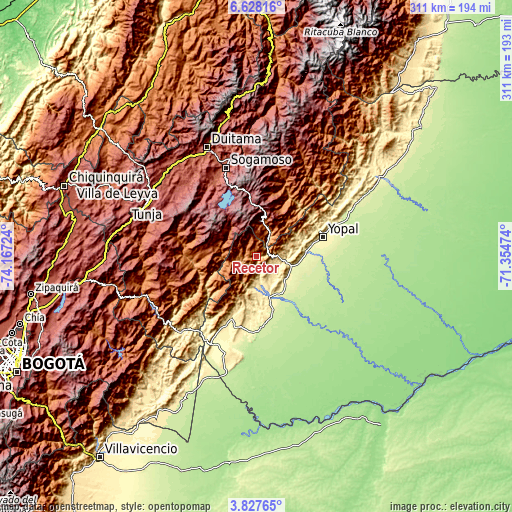 Topographic map of Recetor