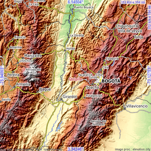 Topographic map of Quipile