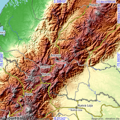 Topographic map of Puerres