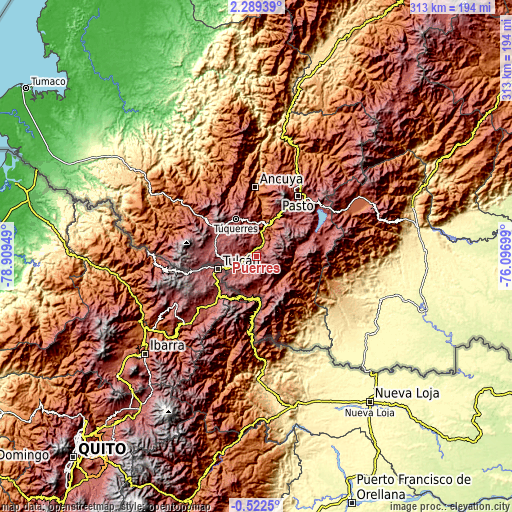 Topographic map of Puerres