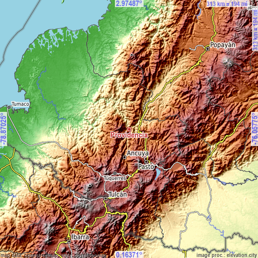 Topographic map of Providencia