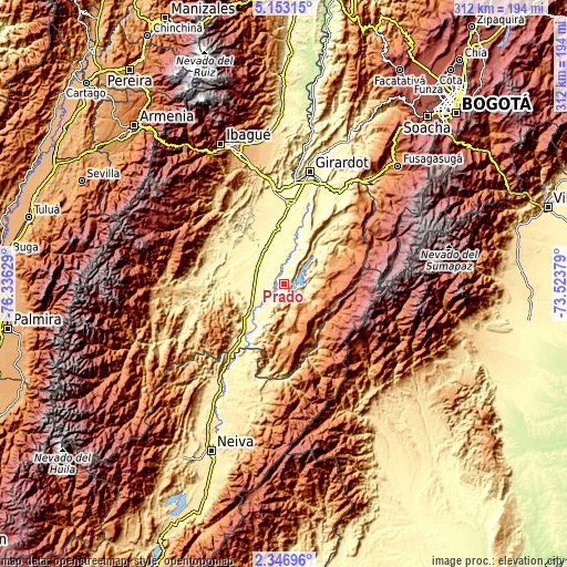 Topographic map of Prado