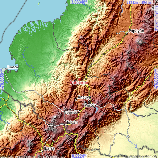 Topographic map of Policarpa