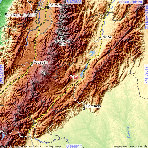 Topographic map of Pital
