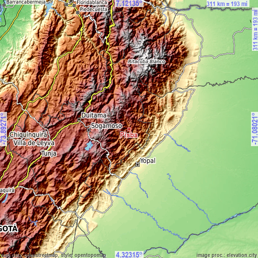 Topographic map of Pisba