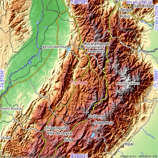 Topographic map of Pinchote