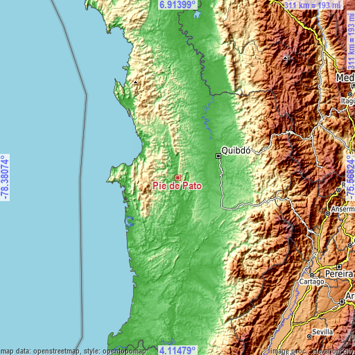 Topographic map of Pie de Pató