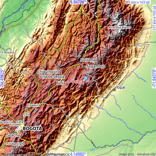 Topographic map of Pesca