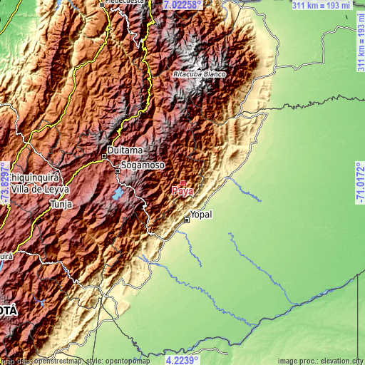 Topographic map of Paya