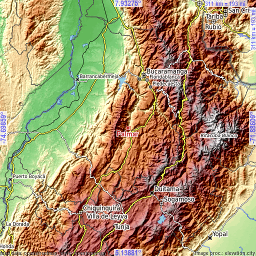 Topographic map of Palmar