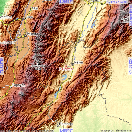 Topographic map of Palermo