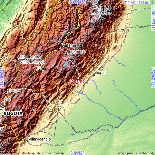 Topographic map of Pajarito