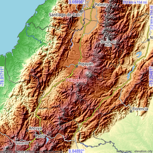 Topographic map of Paispamba
