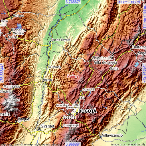 Topographic map of Paime