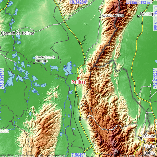 Topographic map of Pailitas