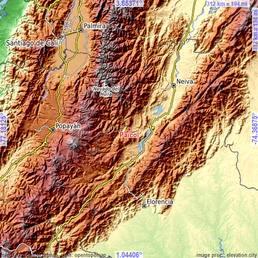 Topographic map of Paicol