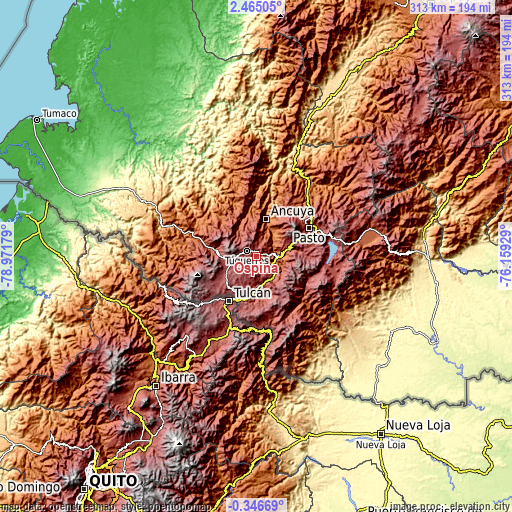 Topographic map of Ospina