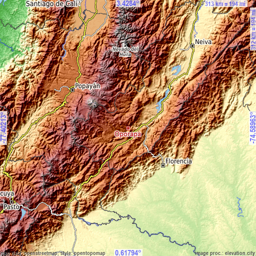 Topographic map of Oporapa