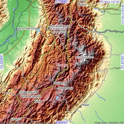 Topographic map of Onzaga