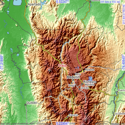 Topographic map of Olaya