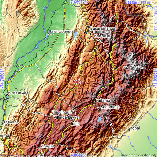 Topographic map of Oiba