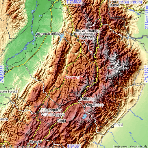 Topographic map of Ocamonte