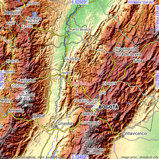 Topographic map of Nimaima