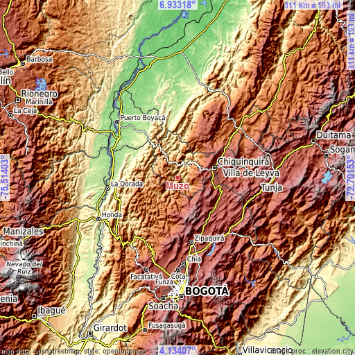 Topographic map of Muzo