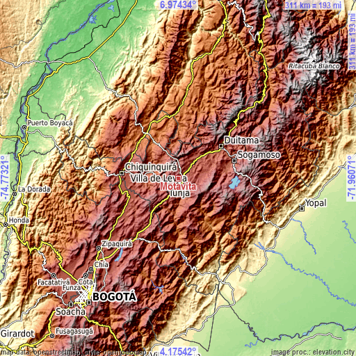 Topographic map of Motavita