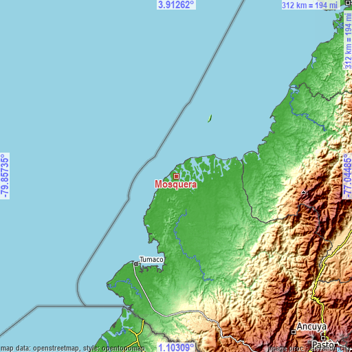 Topographic map of Mosquera